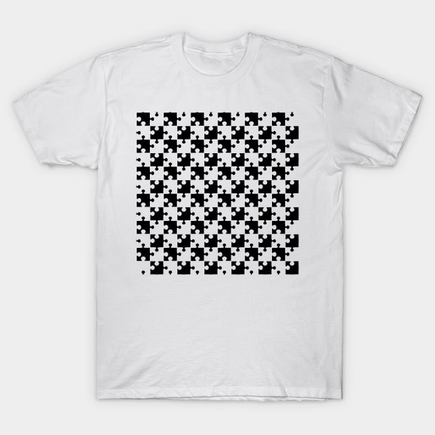 Black and white checkerboard puzzle design T-Shirt by rlnielsen4